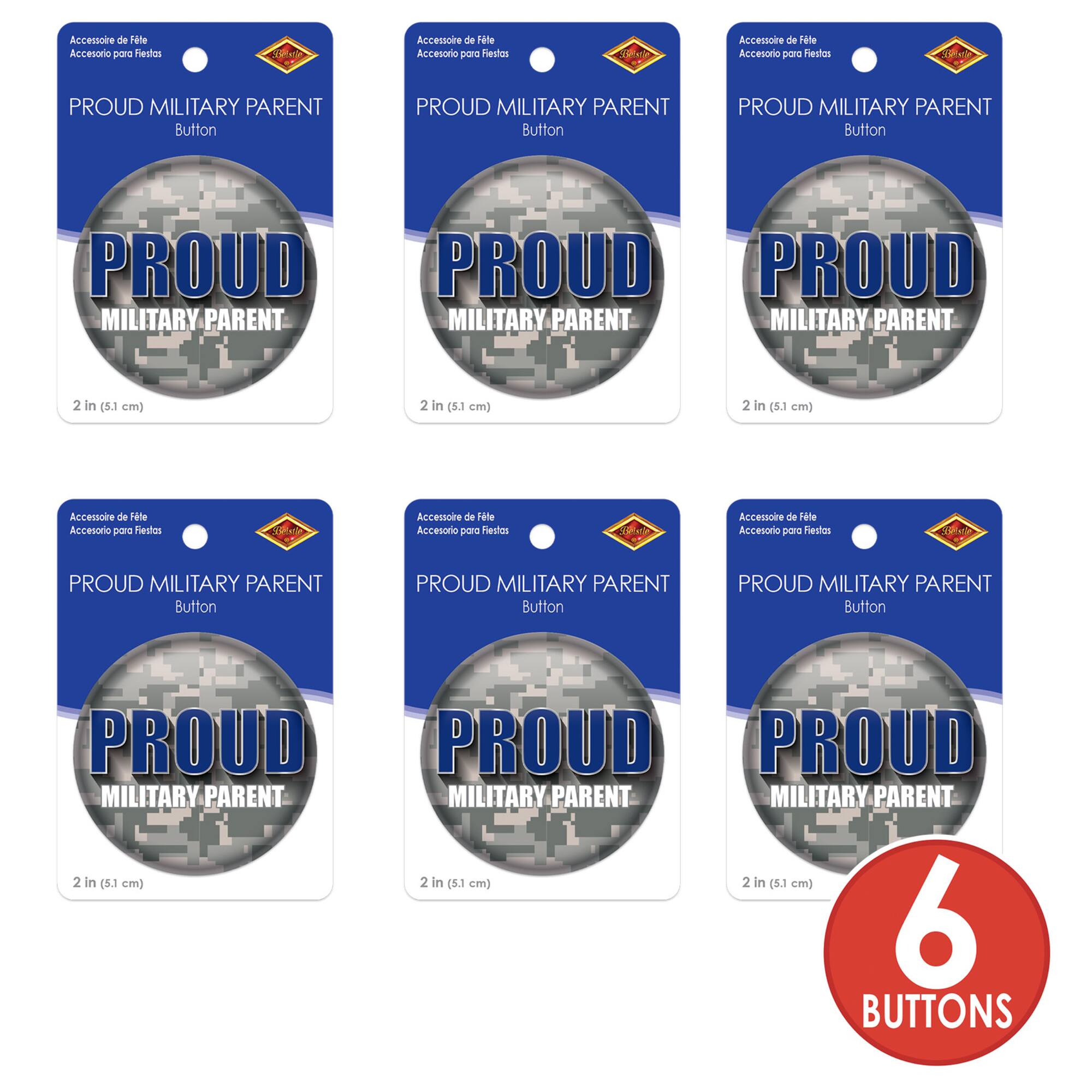 Beistle 2" Camouflage Proud Military Parent Buttons, 6ct.